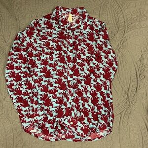 Roper Kids Red and Blue Horse Pattern Shirt